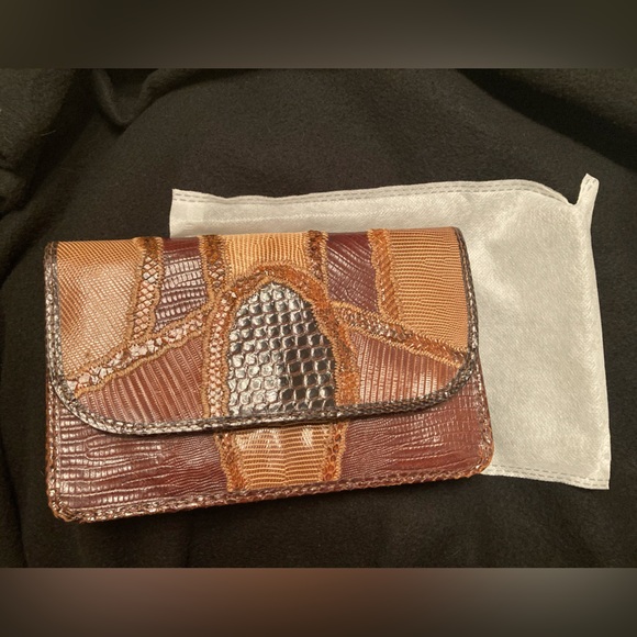 Vintage: Carlos Falchi snakeskin leather clutch, includes duster bag - Picture 11 of 11